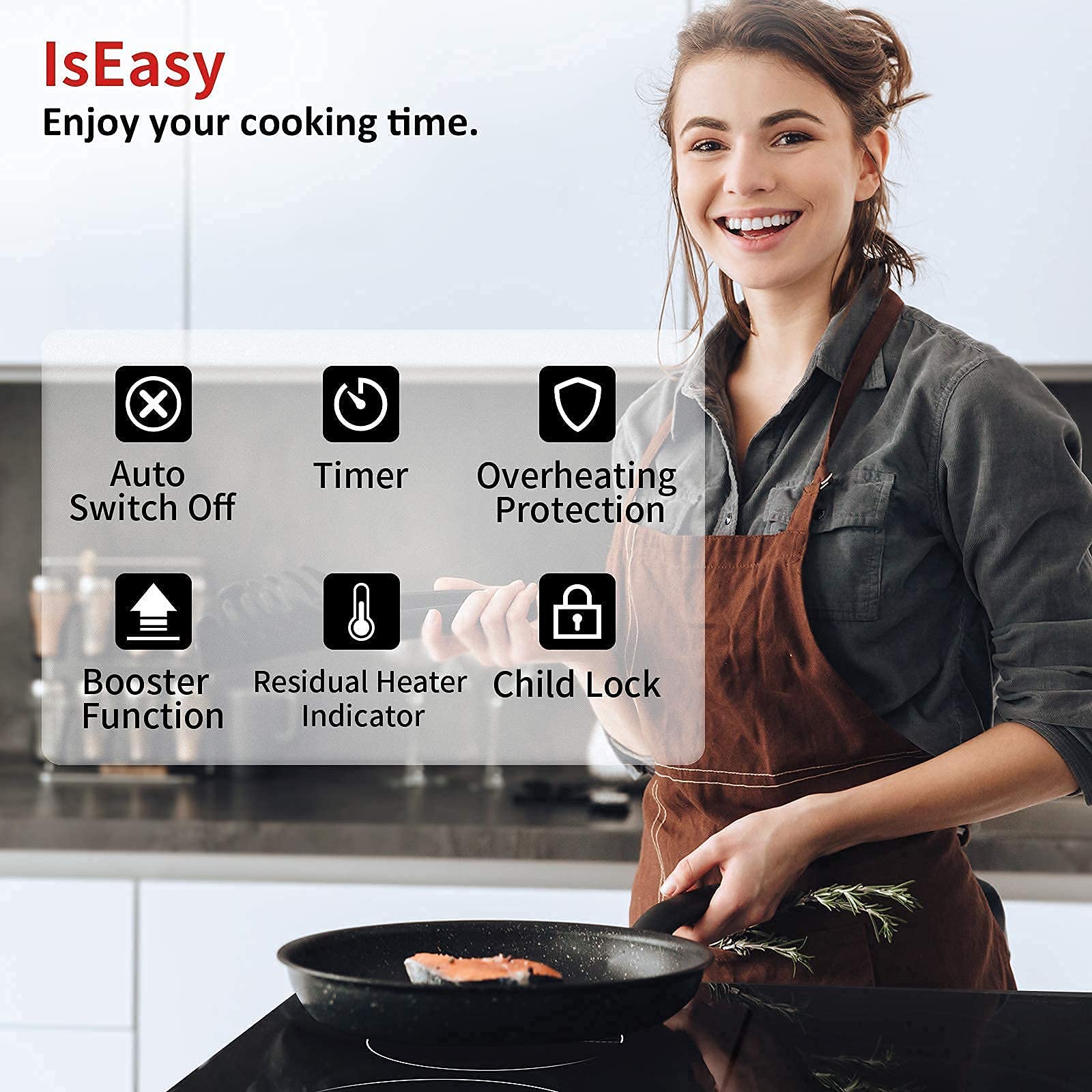 12 Inch Induction Cooktop, IsEasy electric cooktop 2 Burners, 3400W