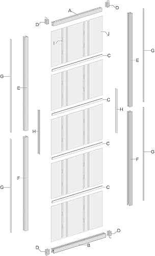 Miniatura 9 de DIYHD Panel de puerta de vidrio transparente con marco de aluminio de 38 x 84 pulgadas + herrajes para puerta corrediza de granero de 6.6 pies