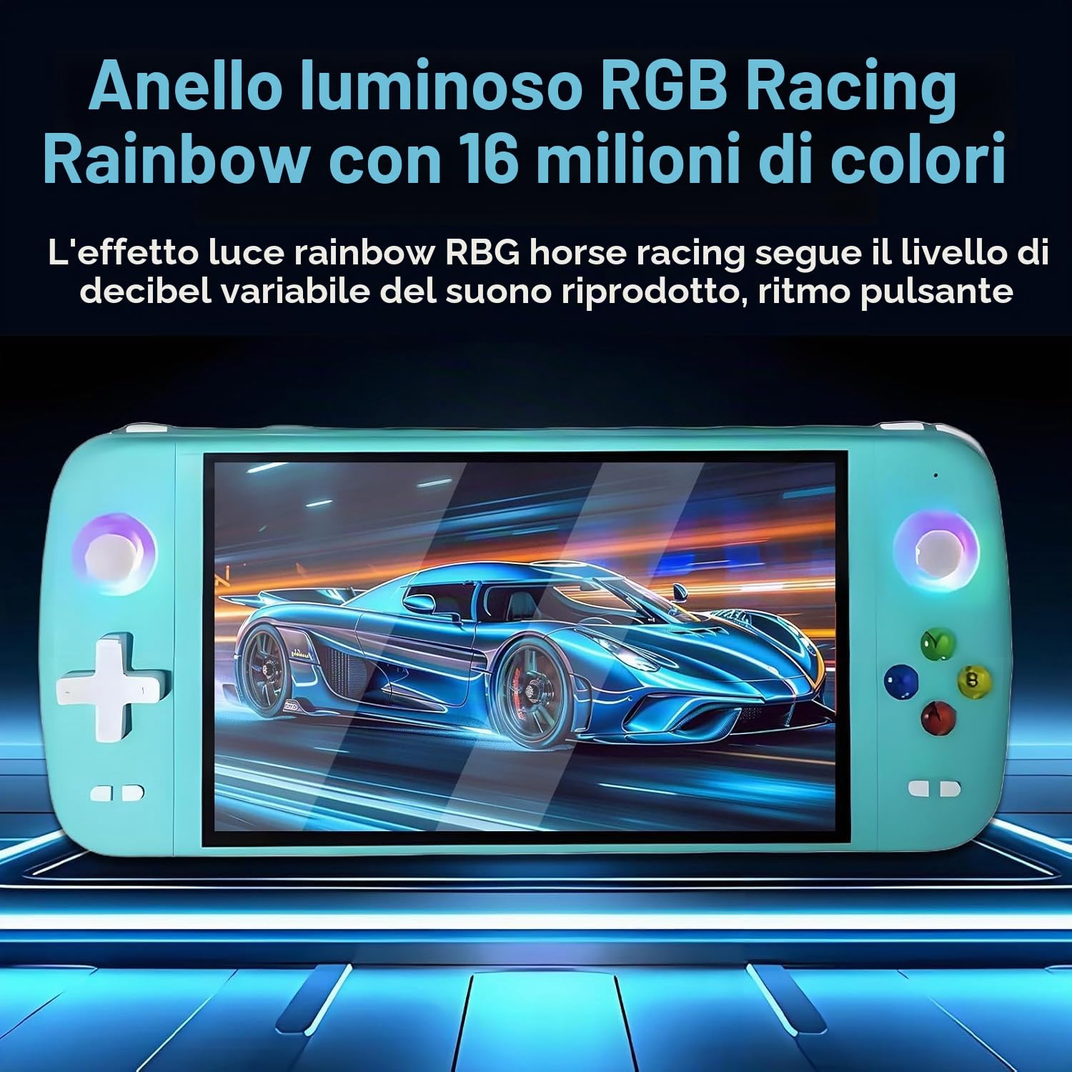 Nuova console di gioco portatile M27, 128 GB di memoria interna con 30.000 giochi, sistema Linux, schermo IPS da 7 pollici, console portatile mini arcade tascabile, uscita HD (verde, 128 g)