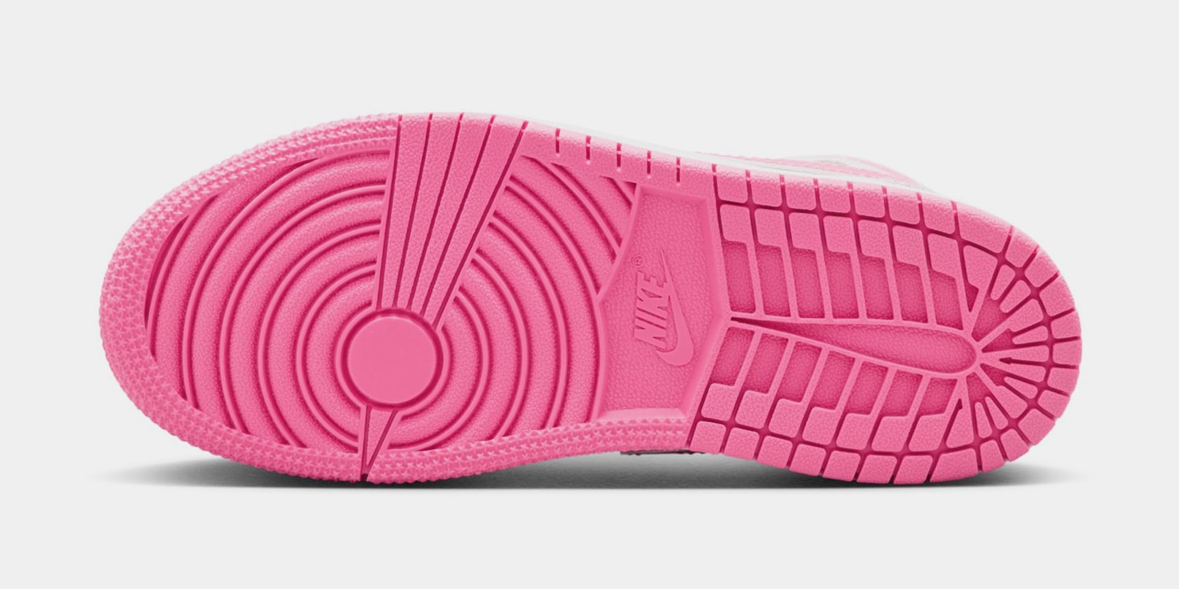 Air Jordan 1 Mid SE - Zapatos de estilo de vida preescolar (gris intenso/vela/flor rosa/brillo rosa)
