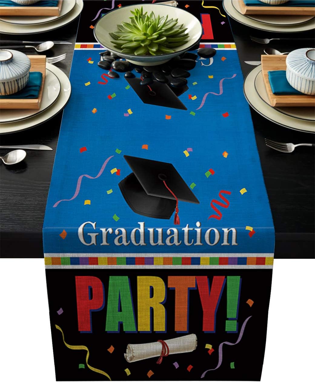 Grad Table Linen Amazon.com: Linen Table Runner for Dining Table,Graduation Season ...