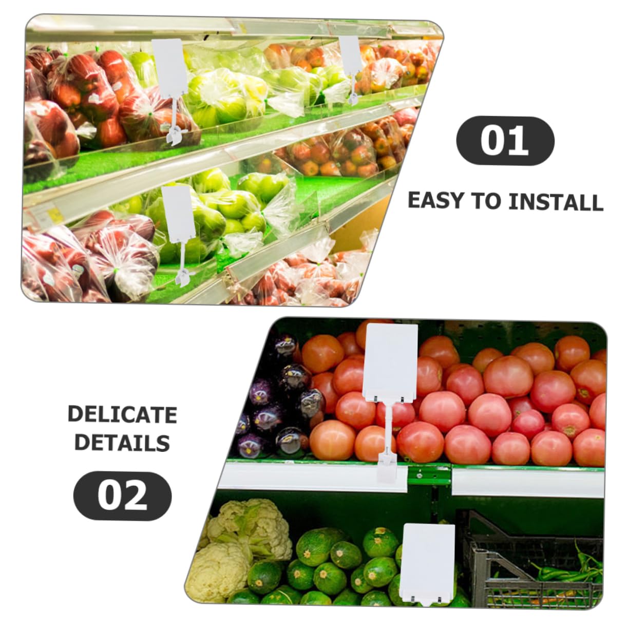 VILLCASE 4 Set Cartellino Del Supporto Per Piatto Da Esposizione Espositore Per Insegne Di Merci 's Negozio Di Visualizzazione Del Della Frutta Metallo 5 Pezzi * 4