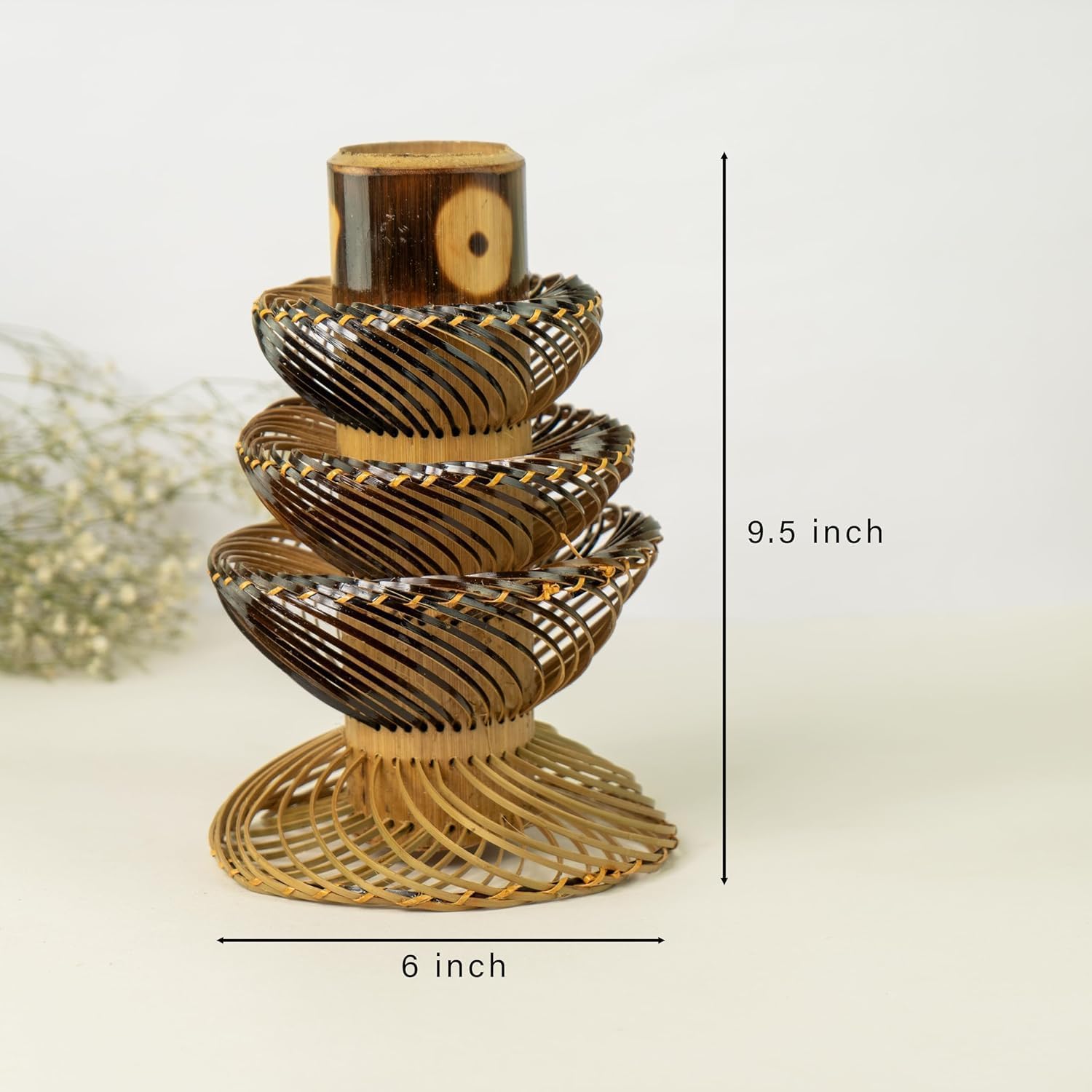 Bamboo Flower Vase for Home Decor | Modern Eco-Friendly Vase | Handcrafted Wooden Flower Pot for Living Room, Office Desk & Bedroom Centerpiece | Decorative Minimalist Gift Item