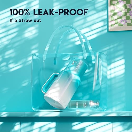 Miniatura 3 de Meoky Vaso de 30 onzas con asa, vaso con tapa y popote, taza de viaje de acero inoxidable aislada, 100% a prueba de fugas, apto para portavasos,