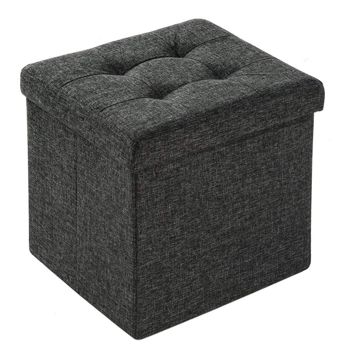 Pouf pliable gain de temps et d'espace, petit coffre de rangement de salon en lin