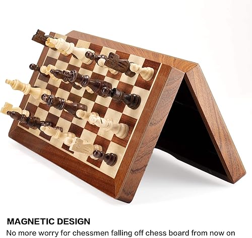 Miniatura 5 de AMEROUS Piezas magnéticas de ajedrez de madera, piezas de ajedrez de madera de Staunton de torneo, figuras de rey de 3.03 pulgadas, piezas de