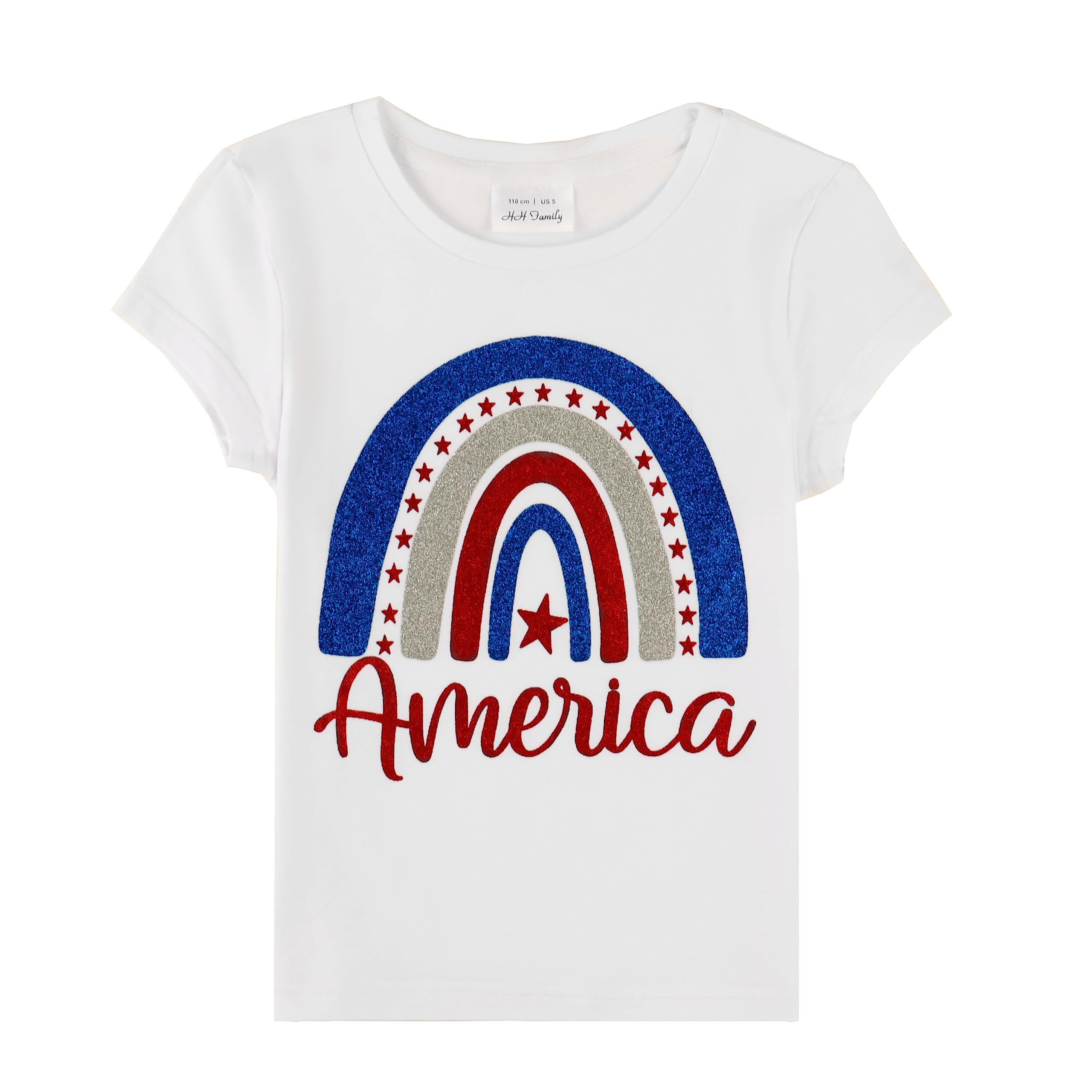 HH Family4th of July Shirts for Girls Patriotic American Flag Kids Clothing