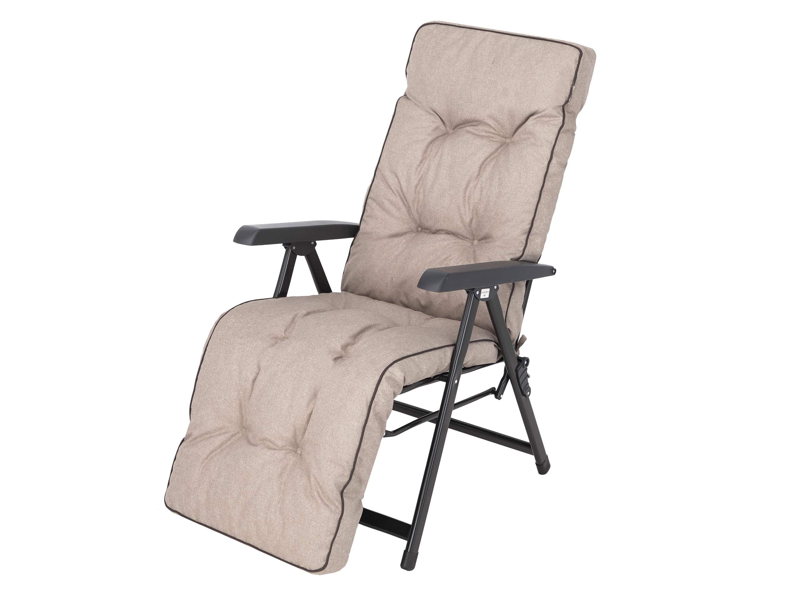 Gartenstuhlauflagen Hochlehner mit Kopfteil - Stuhlkissen für Gartenstühle und Klappstühle – Robust Stoff - Sonnenliegenkissen - Auflagen mit extra hohem Komfort 50x160 cm - Beige