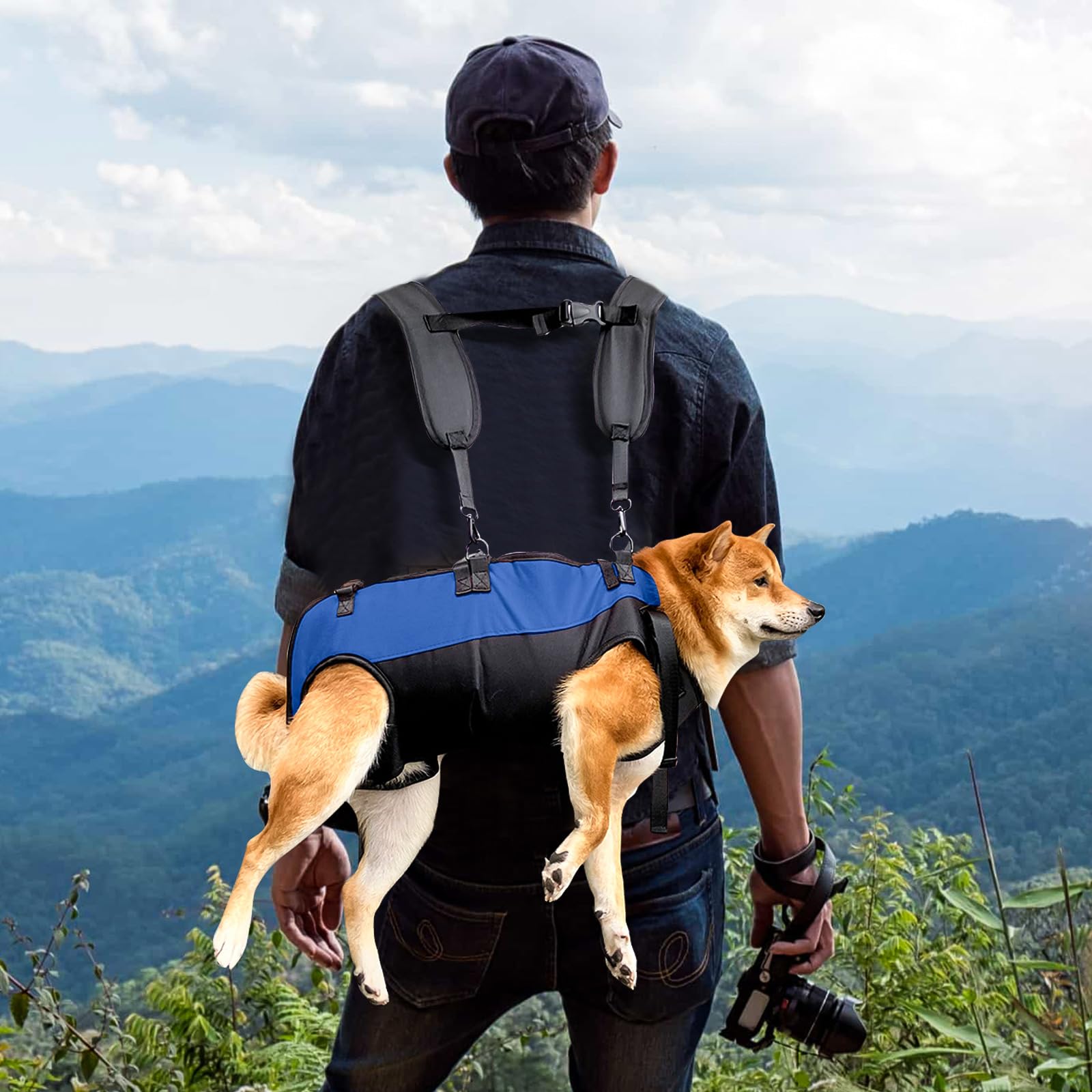 PETCUTE Zaino per Cani Regolabile Imbracatura con Maniglia per Cani 7.5-15 kg