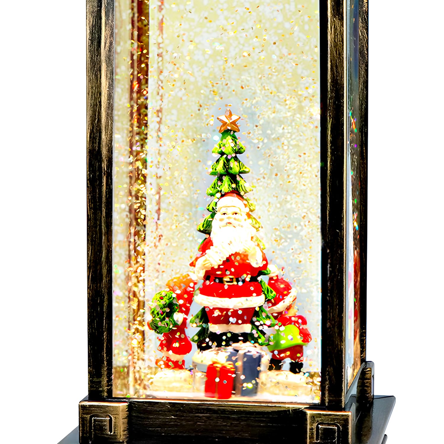 Avilia Lanterna Natalizia Animata con Musica e Luci Led 29x14x14cm - Ideale per Decorare Casa Durante le Feste Natalizie - Realizzata in Materiali Resistenti e Dipinta a Mano si Adatta ad Ogni Casa
