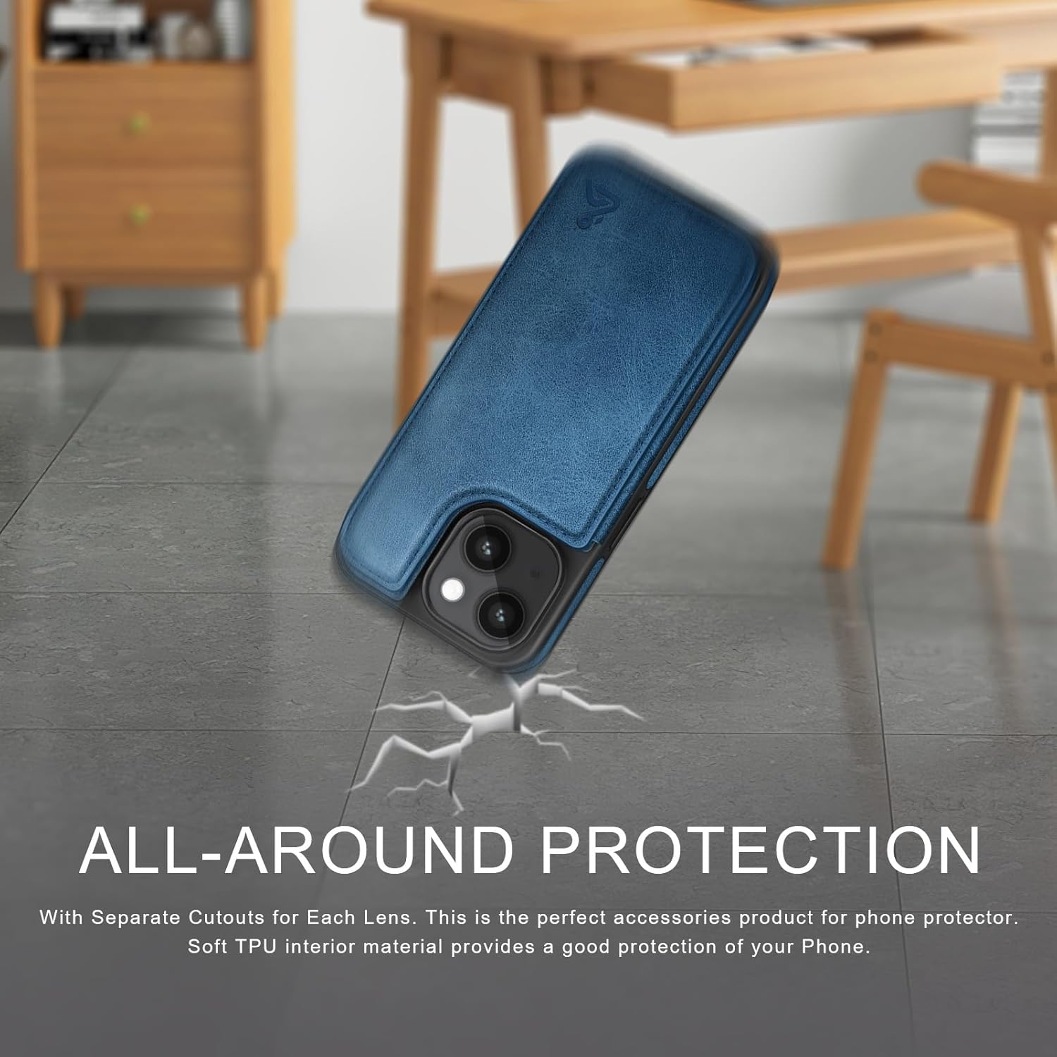 DJDUCK Designed for iPhone 13 Case Wallet with Card Holder, [Magnetic Clasp Cover] [RFID Blocking Leather Protection] Shockproof Women Men Cases 6.1 Inch for Apple 13 Bright Blue - Image 5