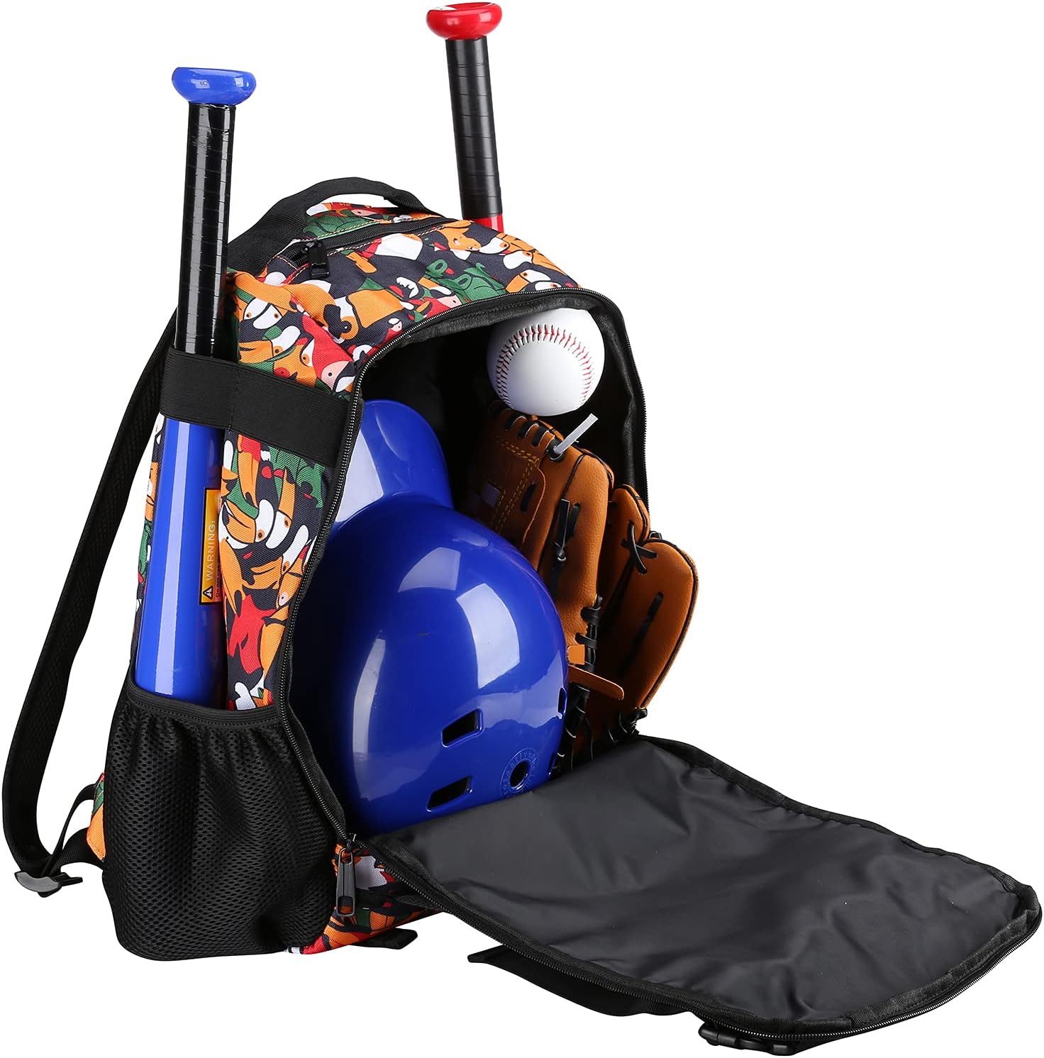 ZOEA Baseball Bat Bag Backpack, T-Ball & Softball Equipment & Gear for Youth, Large Capacity Holds 2 Bats, Helmet, Gloves, Cleats, Helmet Holder and Includes Fence Hook (Orange) : Sports & Outdoors