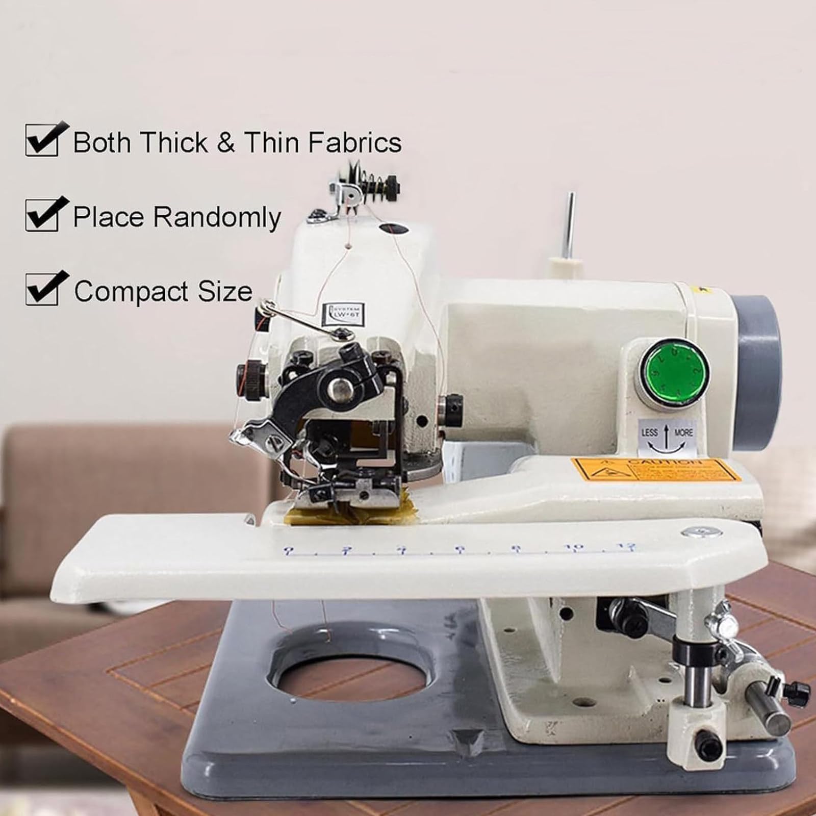 Máquina profesional de dobladillo de punto ciego portátil, máquina de coser y bordar, 1200 rpm, punto de cadena de hilo único, paso de aguja de 3-8 mm, pedal de pie incluido