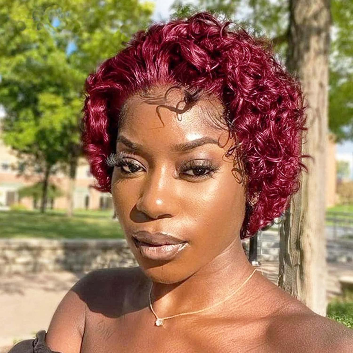 Amazon.com : Red Short Curly Wigs Pixie Cut Lace Front Wig 6 