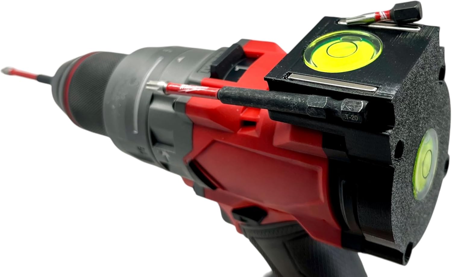 Bubble Level Attachment & Magnet bit Holder Comptable for Milwaukee Model M18 2804-20 (GEN 3) Hammer Drills - Helps Drill Straight Line