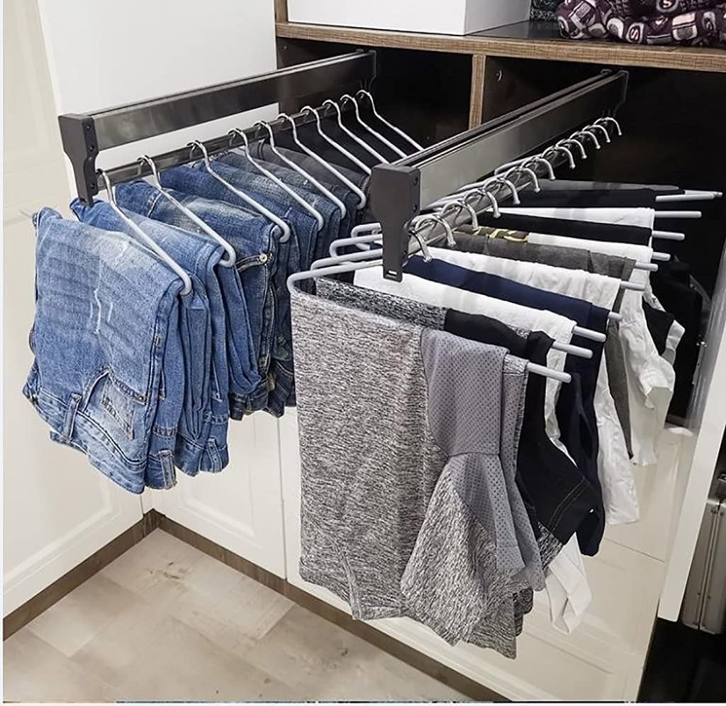 Uitschuifbare kaststang 30cm-80cm, kast kleerhangerrail, roestvrijstalen uittrekbare kaststang, glijdende kledingkast kledingstang, kastorganisatorrek (Color : White, Size : 70cm/27.5in