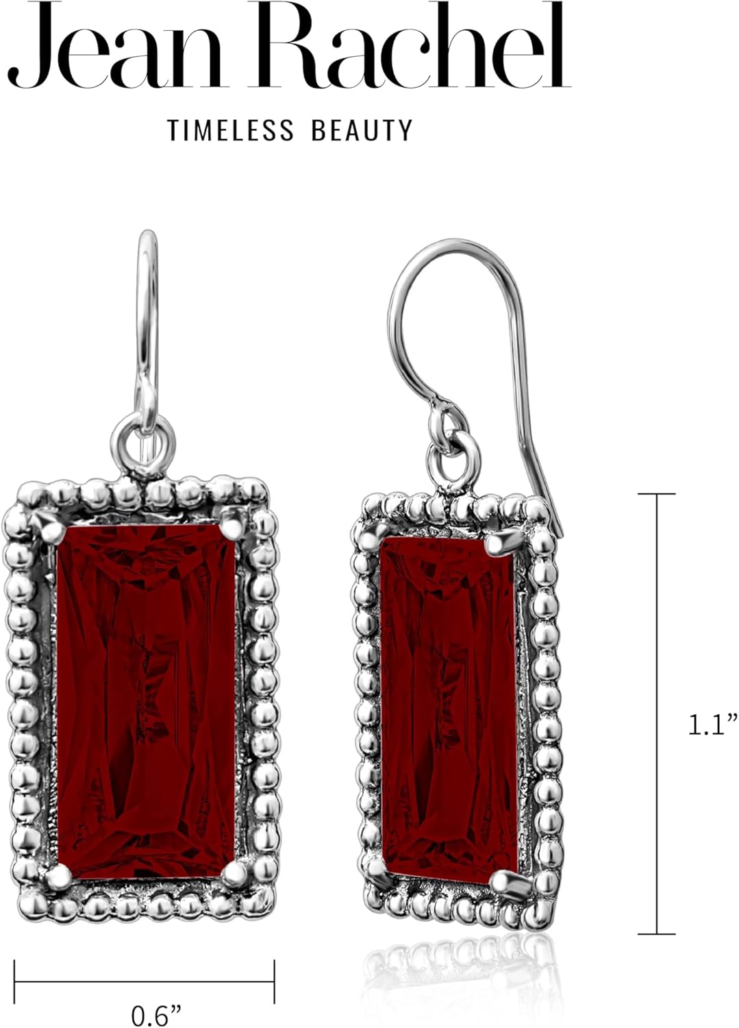 Jean Rachel Jewelry 925 Sterling Silver Dangle Earrings for Women - Baguette with Cubic Zirconia Vintage Design - Hypoallergenic, Lead & Nickel Free - Artisan Handcrafted Statement Earrings - Image 6