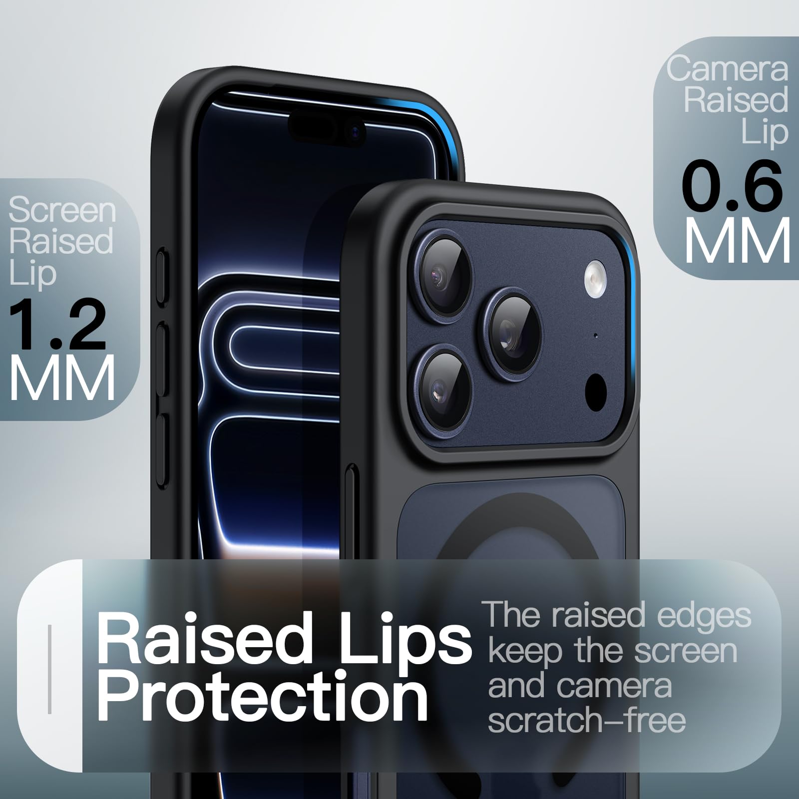 JETech Magnetische Case voor iPhone 17 Pro 6,3-Inch Compatibel met MagSafe, Bumper Hoesje Cover, Effen Kleur Matte TPU Frame, Krasbestendige Doorzichtige Achterkant (Zwart