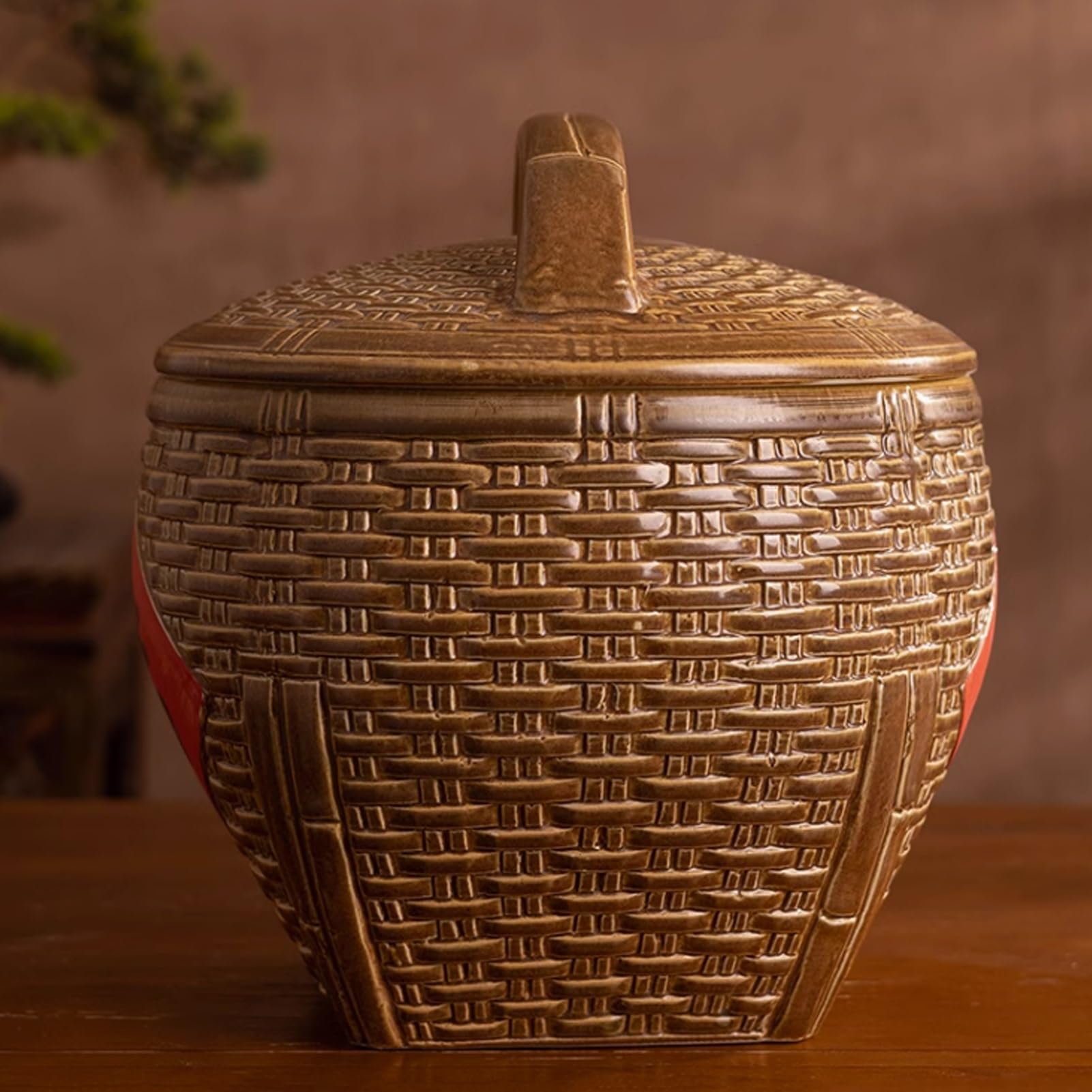 YVYKFZD Tanque de Arroz de Cerámica, Botes Cocina Almacenaje sellado, Caja de Almacenamiento de Arroz de cerámica con tapa, Recipientes para Alimentos retro, dispensadores de alimentos, para avena(5KG