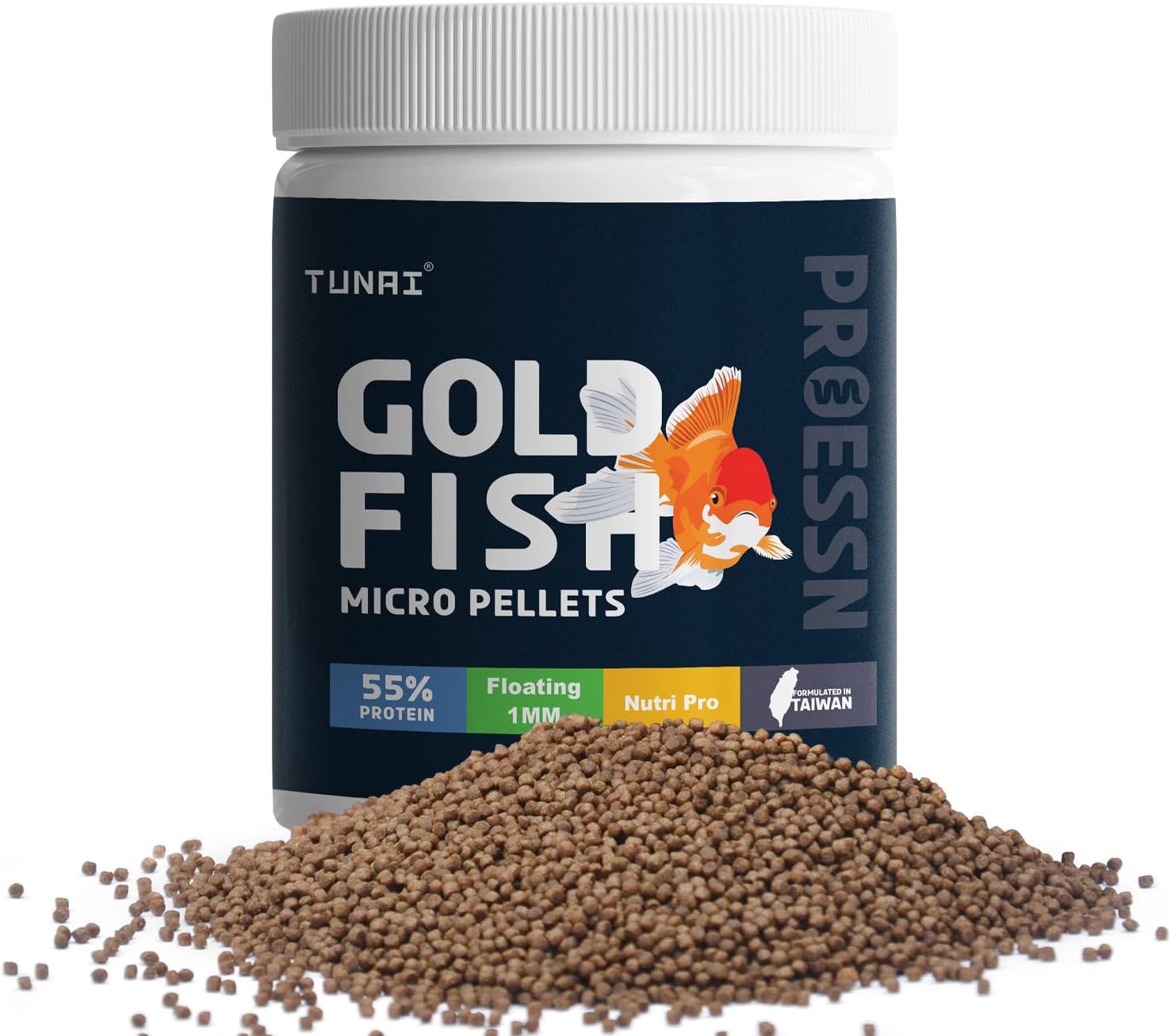 Gold Fish Food with 55% Protein Rich Premium Food| 100g, 1MM Pellets | Exclusive Taiwan Formula for Gold Fish Food, All Life Stages