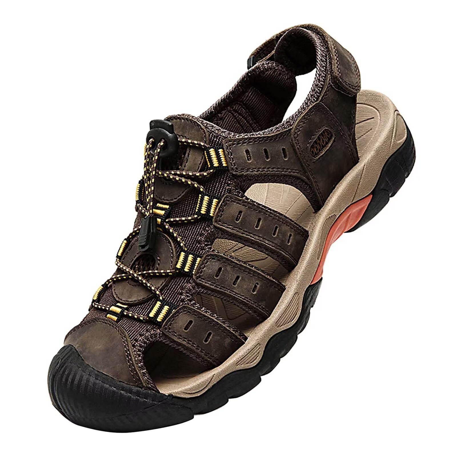 Rivccku Sandali Estivi Uomo Esterni PelleTraspirante Sandali Sportivi Scarpe da Trekking Passeggiata Fisherman Casual Sneakers Antiscivolo