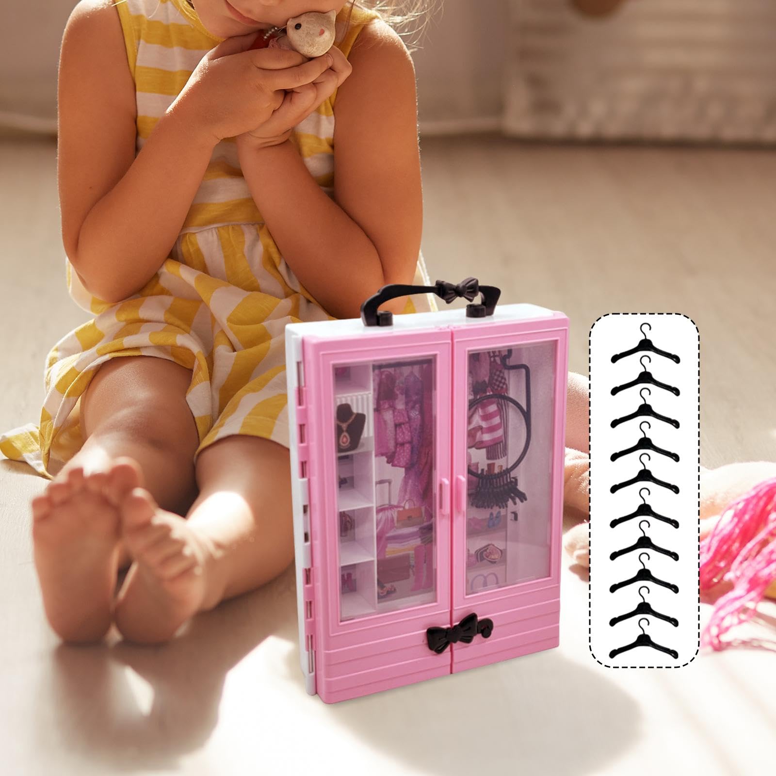 Qianly Armario para Muñecas Resistente Y en Miniatura con 10 Perchas, Navideño.