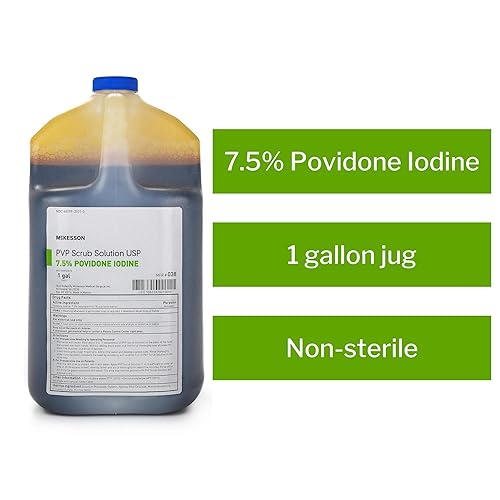 Miniatura 4 de McKesson Solución quirúrgica de povidona y yodo, fregado o lavado antes y después de la operación, 7.5% de fuerza, jarra de 1 galón, 4 unidades