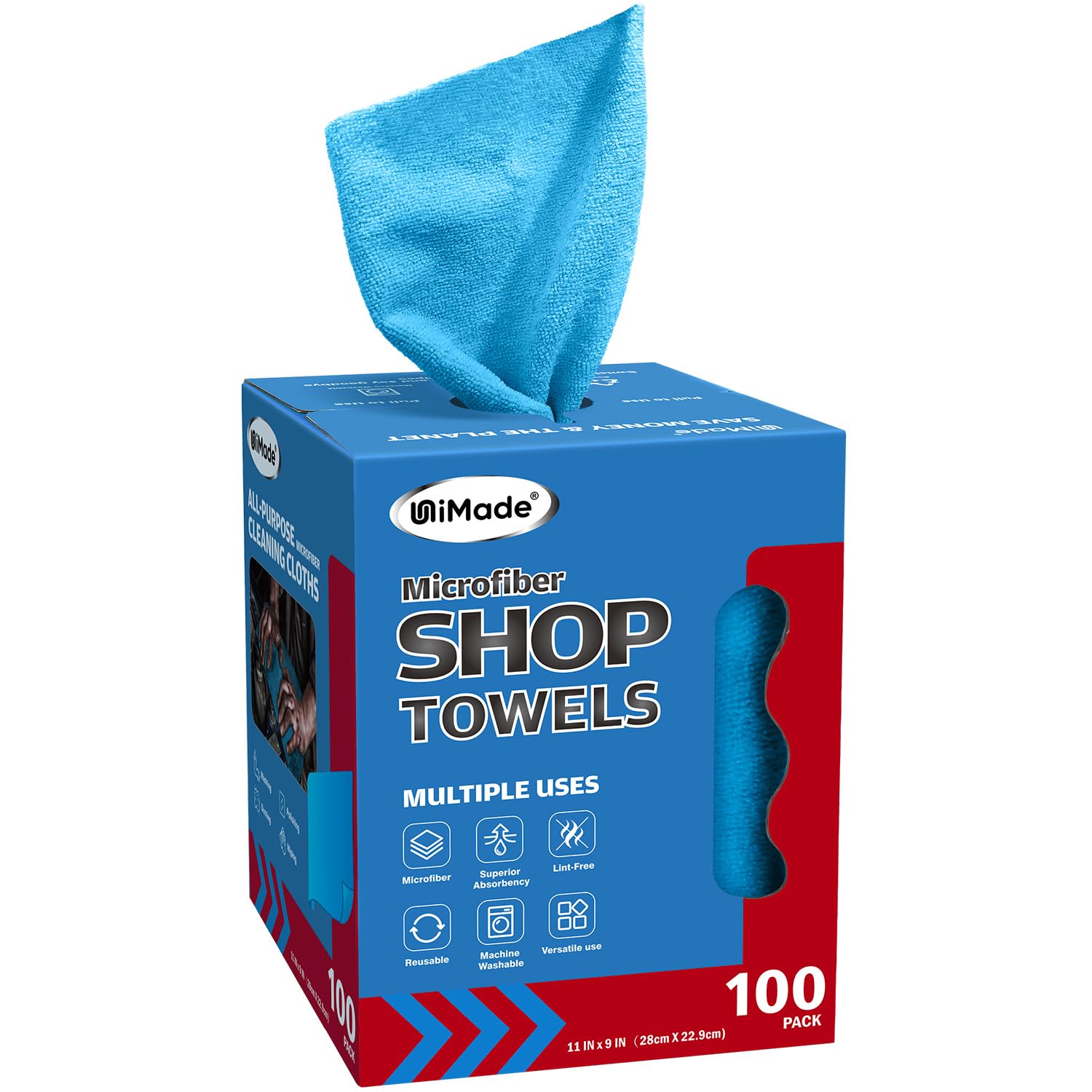 Shop Towels 100 Sheets Microfiber Cleaning Cloth Commercial Grade Washcloths Lint-Free Bulk Shops Rags for Cars Mechanic Restaurant