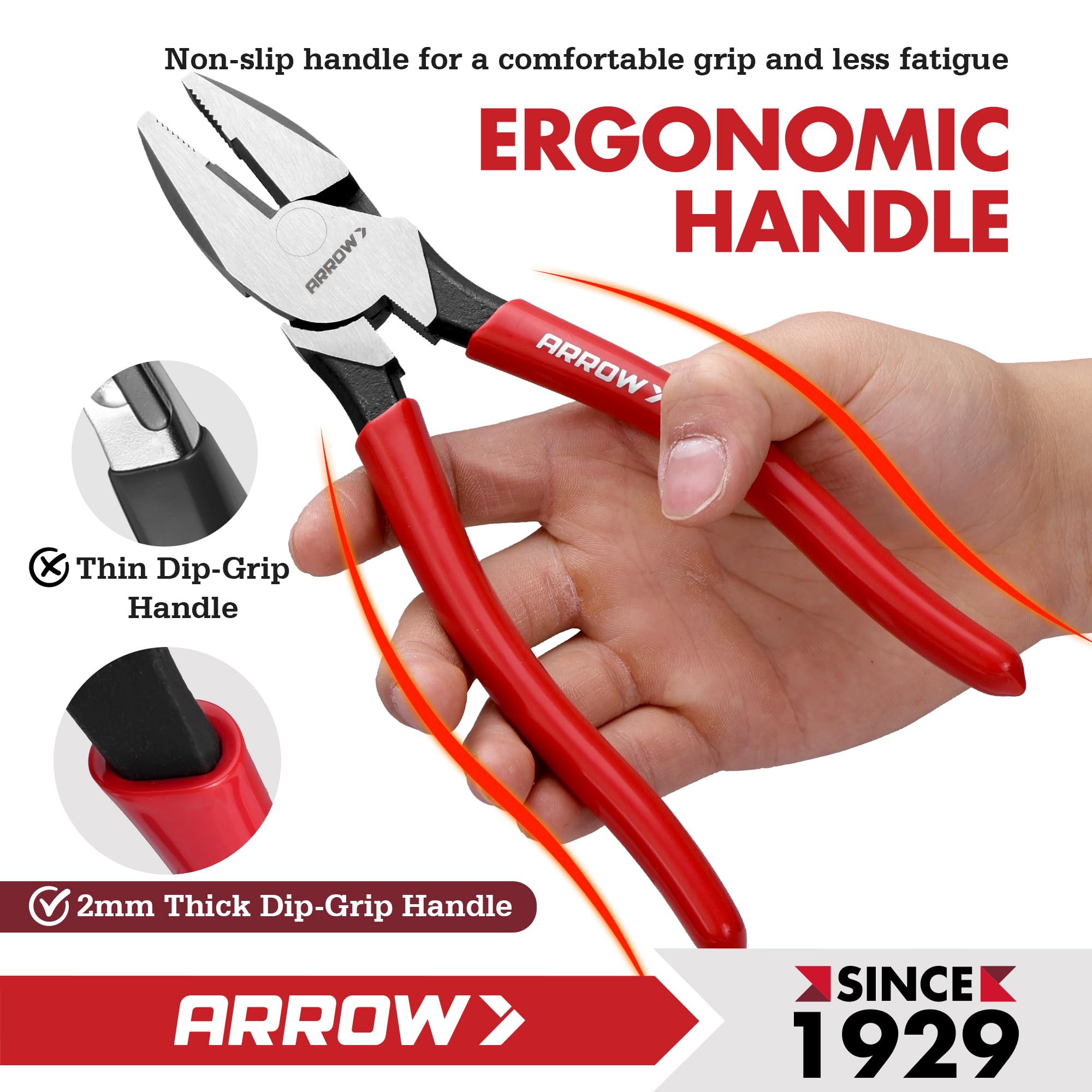 Arrow Lineman Pliers - High Leverage Side Cutters -5