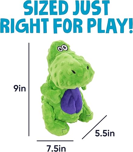 Vista 49 de goDog Dinos Spike Squeaky - Juguete de peluche para perro, tecnología Chew Guard, verde, pequeño Dinos Bruto (Púrpura)