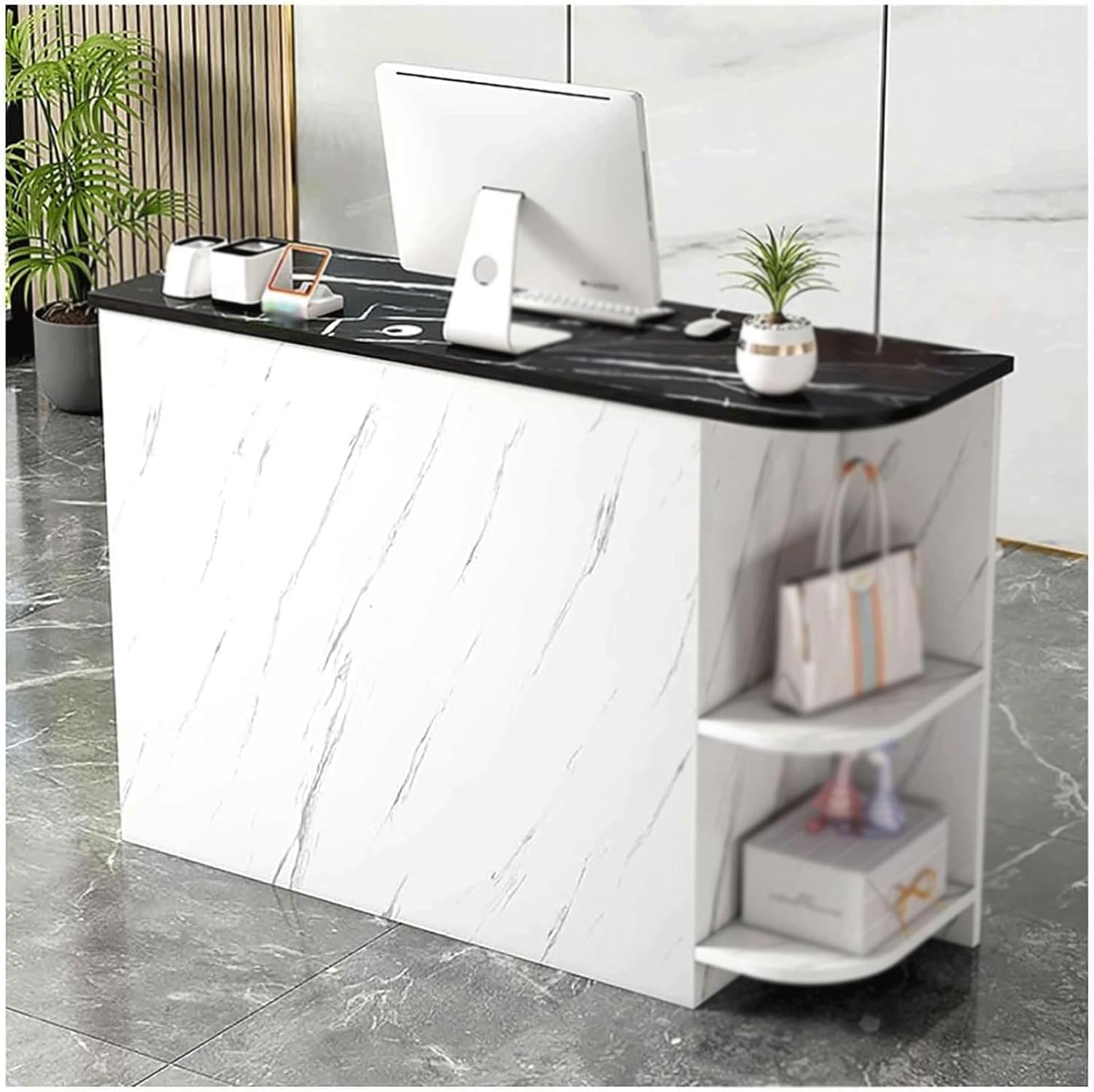 EYPKPL 80/100/120cm Reception Desk with Counter Marble