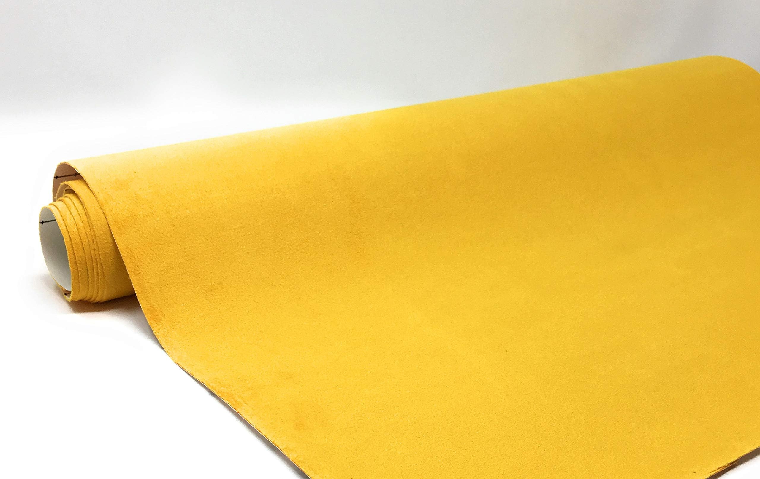 Suede Fabric Wrap - Self Adhesive Film Sticker 16 x 55 Inches Silky Decal Sheet for Car Interior Furniture Upholstery DIY Elastic Stretch Peel and Stick Orange Yellow
