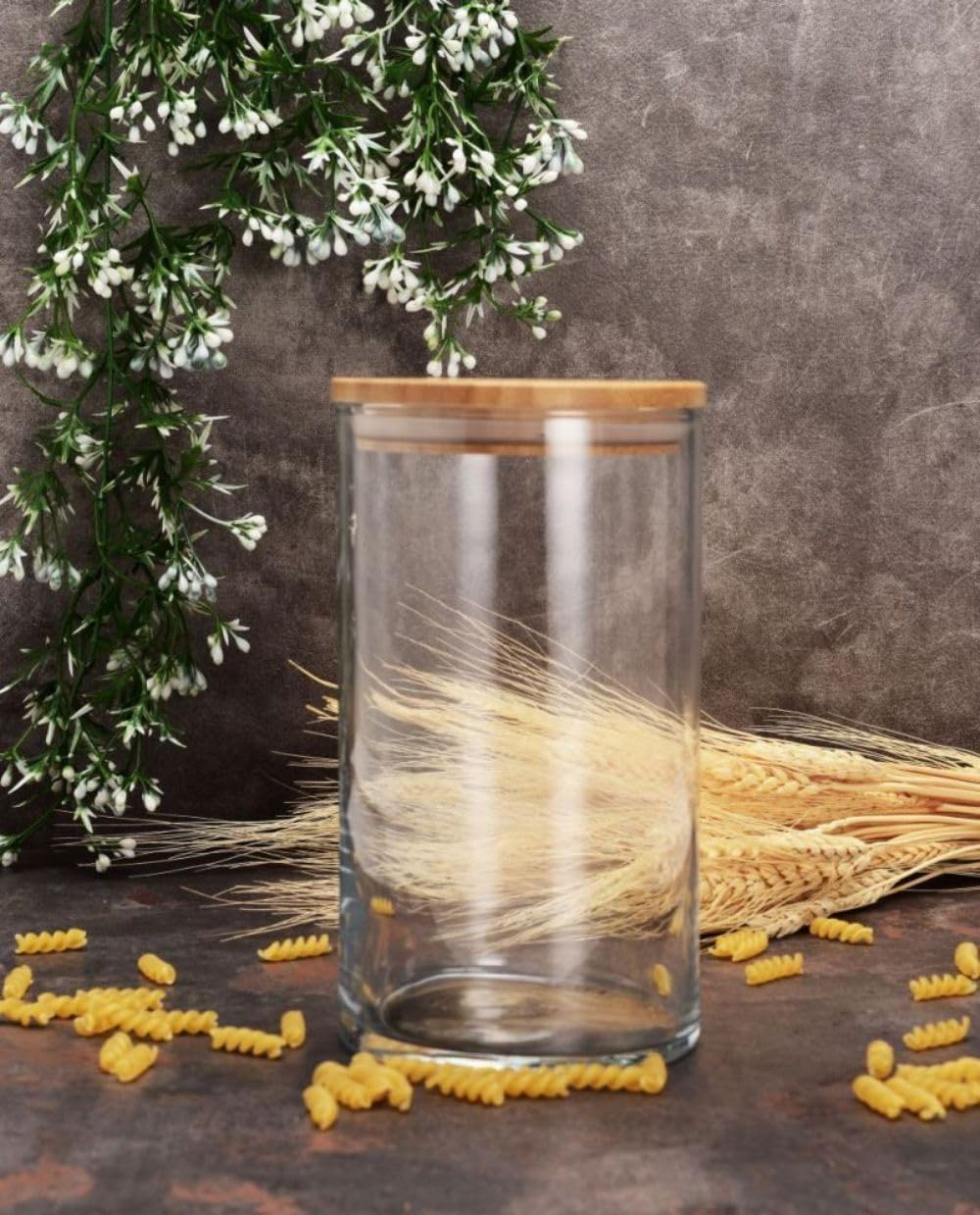 PAŞABAHÇE 43463 Bamboo Ahşap Kapaklı Cam Kavanoz, Şeffaf, 1.48 Litre