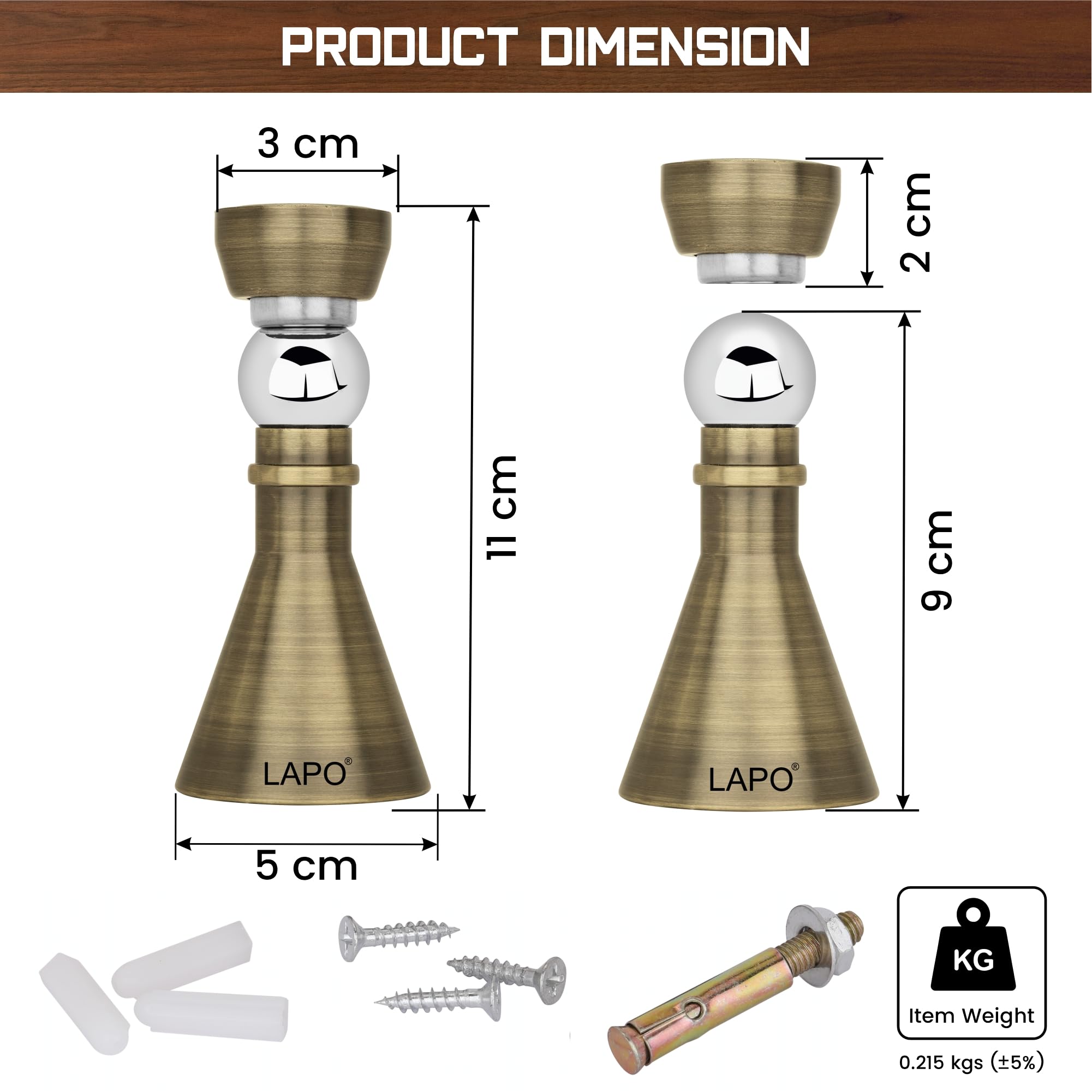LAPO Premium Stainless Steel Magnetic Door Stopper | Soft-Close Door Catch | Adjustable Angle Design | 360° Hold | Strong Door Holding | Quick Installation | Antique Finish | Pack of 1 — Amazon image 2