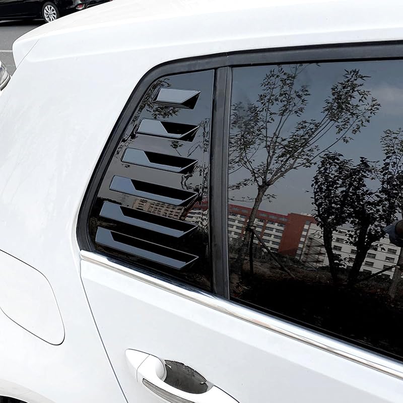Tokenhigh Fekete Fényes Hátsó Ablak Zsalu Trim VW Golf MK7 MK7.5 2014-2019 Oldalsó Ablak Lamella Árnyékoló Külső Kiegészítő 2db