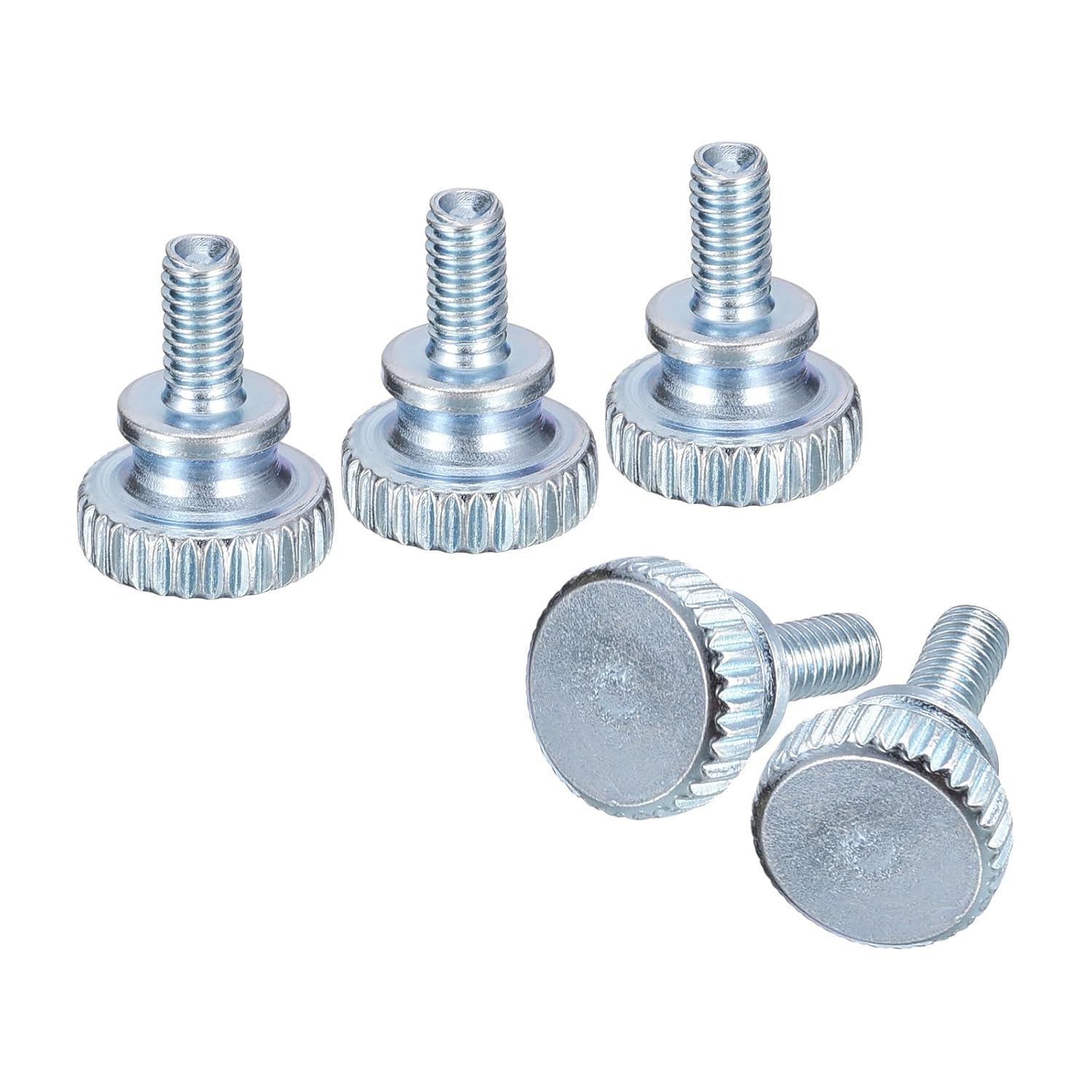 uxcell M4x10mm Knurled Thumb Screws,10pcs Carbon Steel Zinc Plated Flat Knurled Head Fully Threaded Thumb Screws Bolts Fastener M4x10mm 10