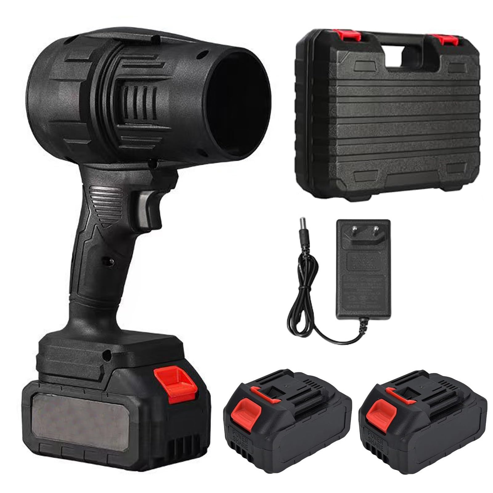 Turbo Jet Blower, Snoerloze Super Power Air Duster, 190000 RPM Elektrische Bladblazer Met 2 Accu S Voor Het Schoonmaken Van Auto S En Tuinen Red 3314937638