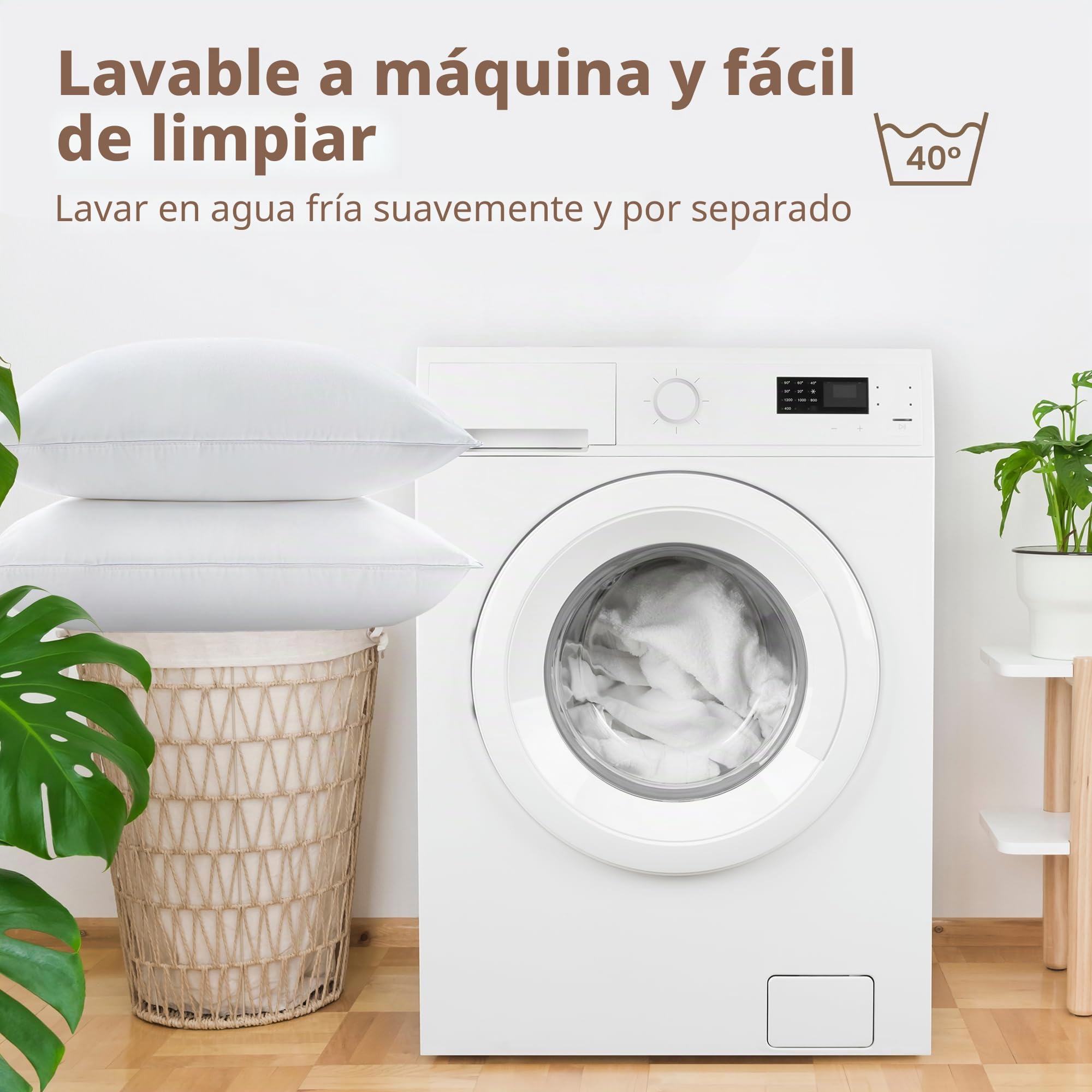 Deodar Juego de 2 almohadas de plumas de 48 x 74 cm, con relleno de 1100 g, 85% plumas de ganso, 15% plumón de ganso, funda de algodón hipoalergénica, lavable a máquina, certificado Öko-Tex y RDS
