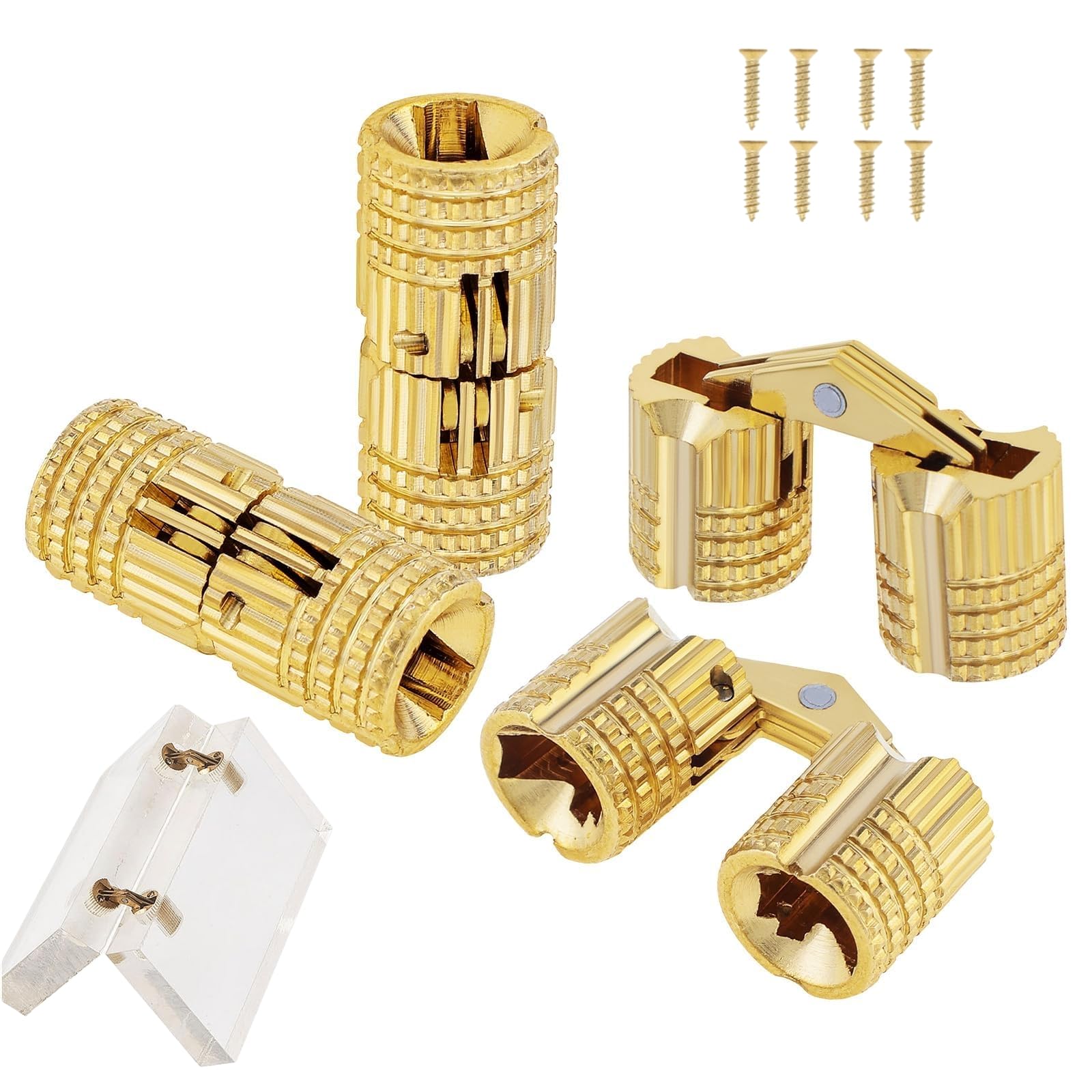 Xfopz 4 Pcs 8mm Hidden Brass Barrel Hinges, 180 Degree Opening Angle Concealed Furniture Hinges for DIY Jewelry Box Hand Craft-image-37