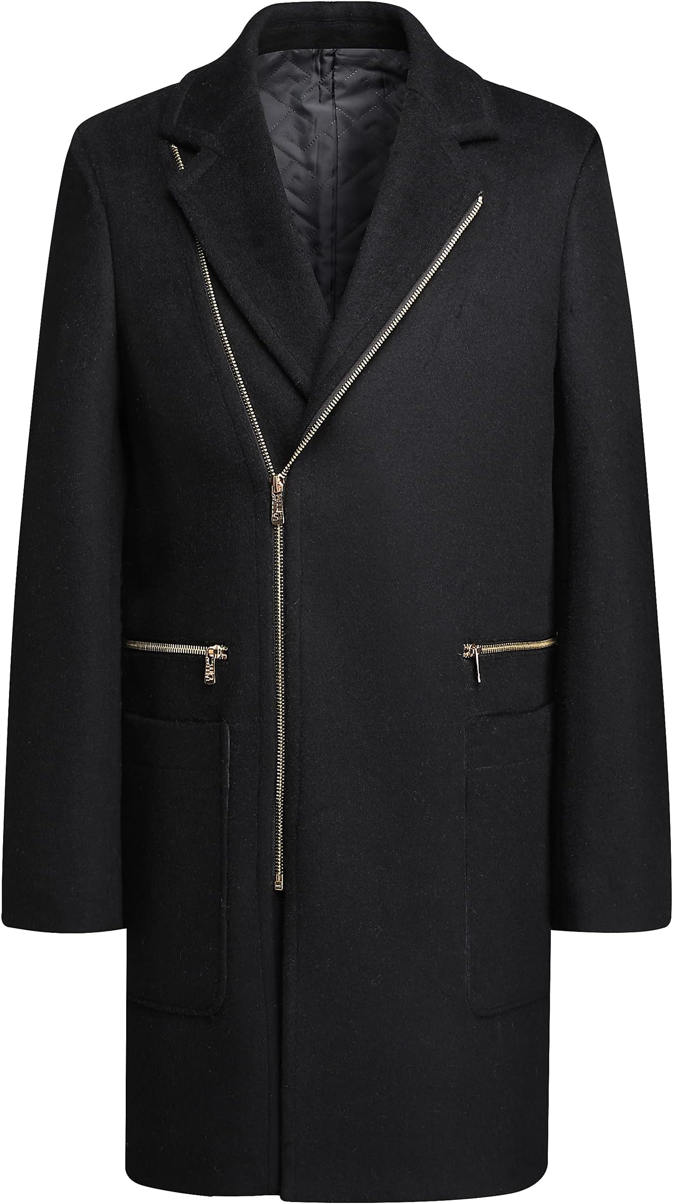 PRIJOUHE Men's Wool Coat Hoodie Long Trench Coat Cotton Casual Woollen Overcoat Jacket