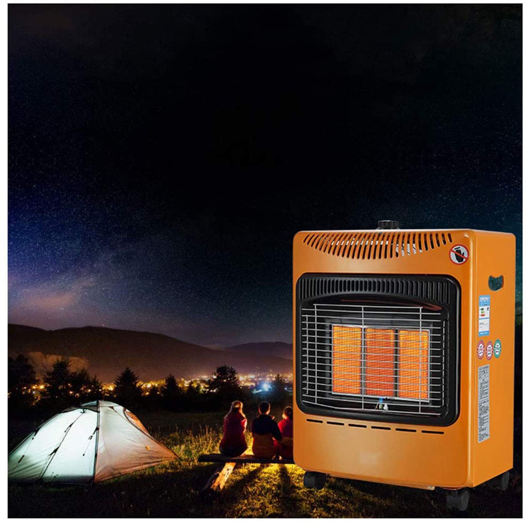 AIOEJP 4200W LPG Infrarot-Heizstrahler, Freiluftheizung Gas-Heizpilz Heizstrahler Terrassenstrahler Heizstrahler Quarzstrahler Orange Garten