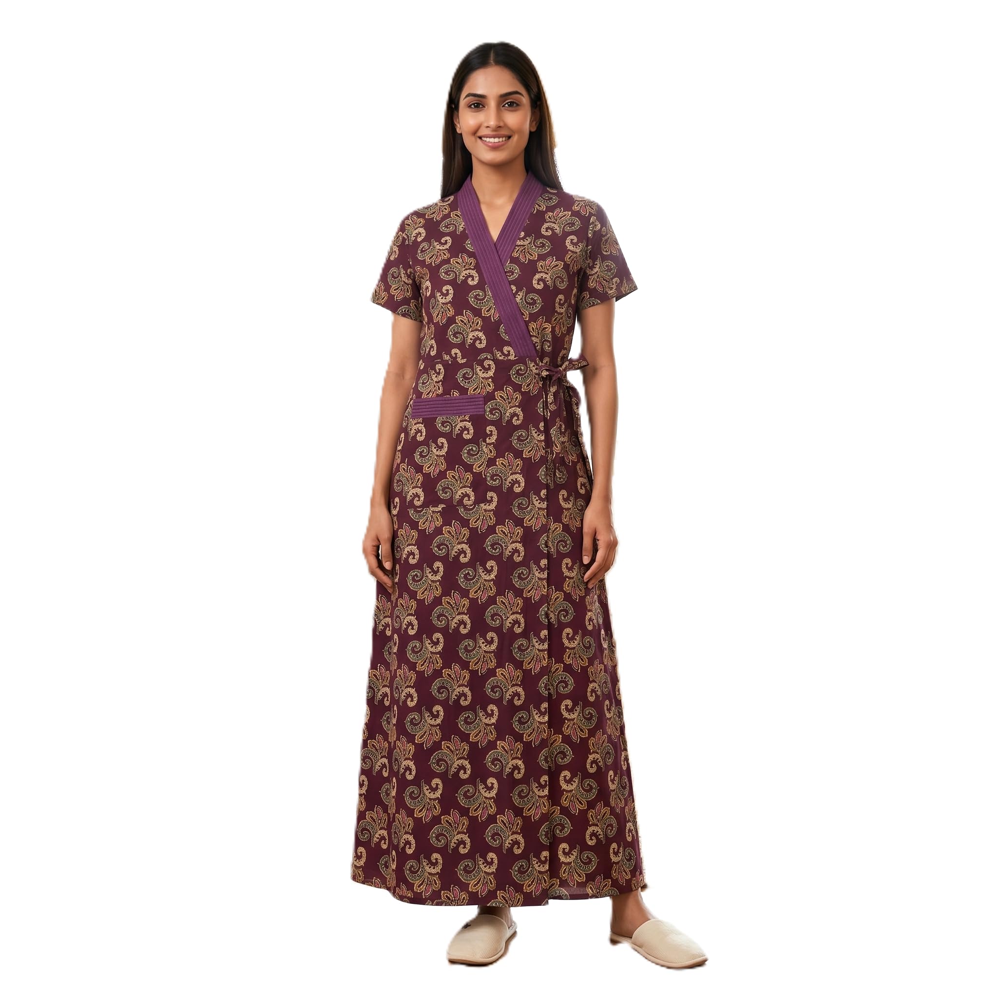 baby doll Premium Full Front Open Robe, 100% Pure Cotton Material Full Length Ladies Housecoat, Nightie, Nighty, Sleepwear, Nightwear, Night Gown for Women-picture-26