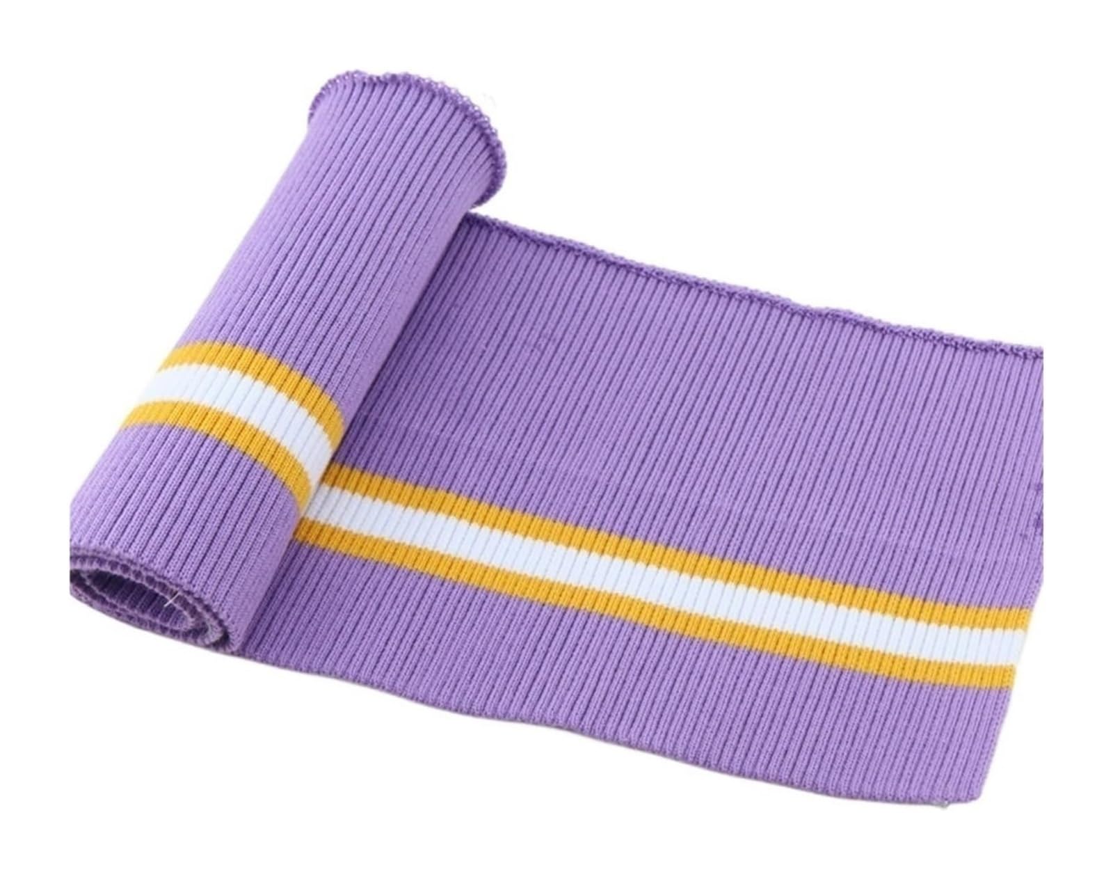 Knit Cuff, Cotton Spandex Elastic Ribbed Cuffs Stretch Knit Multicolor 80cm X 15cm(Purple)