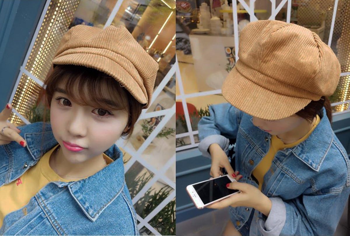 ZLSLZ Womens Retro Corduroy Striped Ivy Newsboy Paperboy Cabbie Gatsby Painter Hats Caps D Beige at  Women’s Clothing store