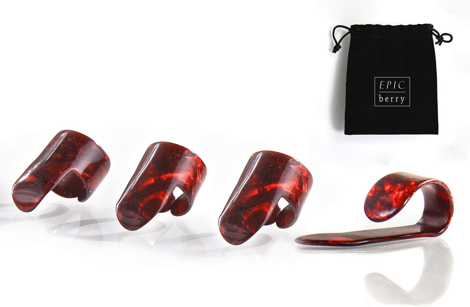 Thumb and Finger Picks - Large Red - Best for Fingerstyle Acoustic Guitar, Banjo or Ukulele. Includes a Pouch.