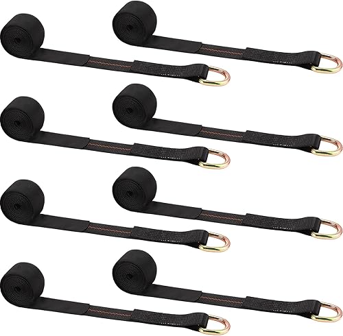 Miniatura 10 de Paquete de 12 correas de remolque de 2 pulgadas x 8 pies, correas de elevación de rueda de lazo con anillo en D, 11.000 libras, resistencia a la