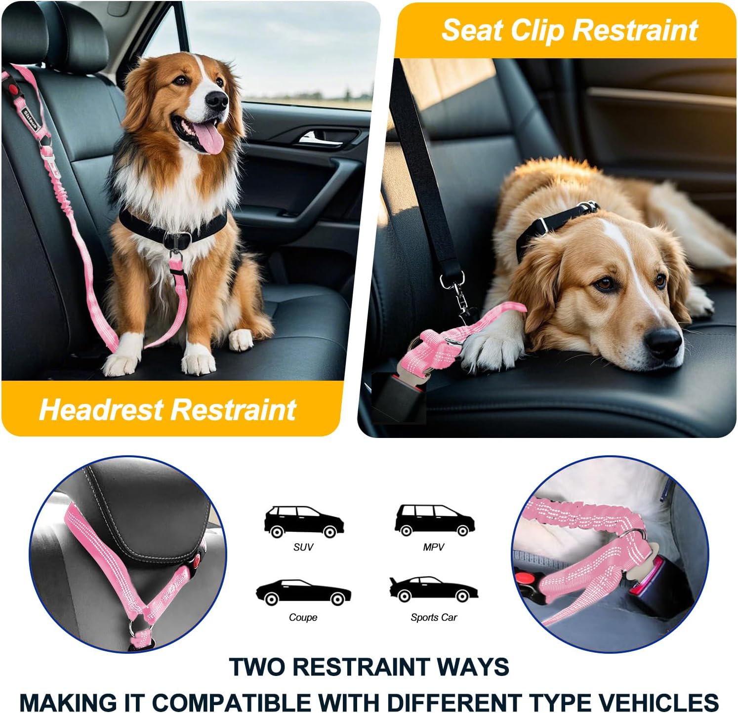 Drive Safely with the Ultimate 3 in 1 Dog Seat Belt: Comfort & Security for Every Pet!