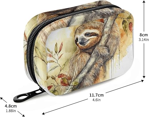 Miniatura 3 de Vnurnrn Pastillero de perezoso de acuarela para 7 días, organizador de píldoras de viaje con cremallera, estuche semanal portátil para suplemento de