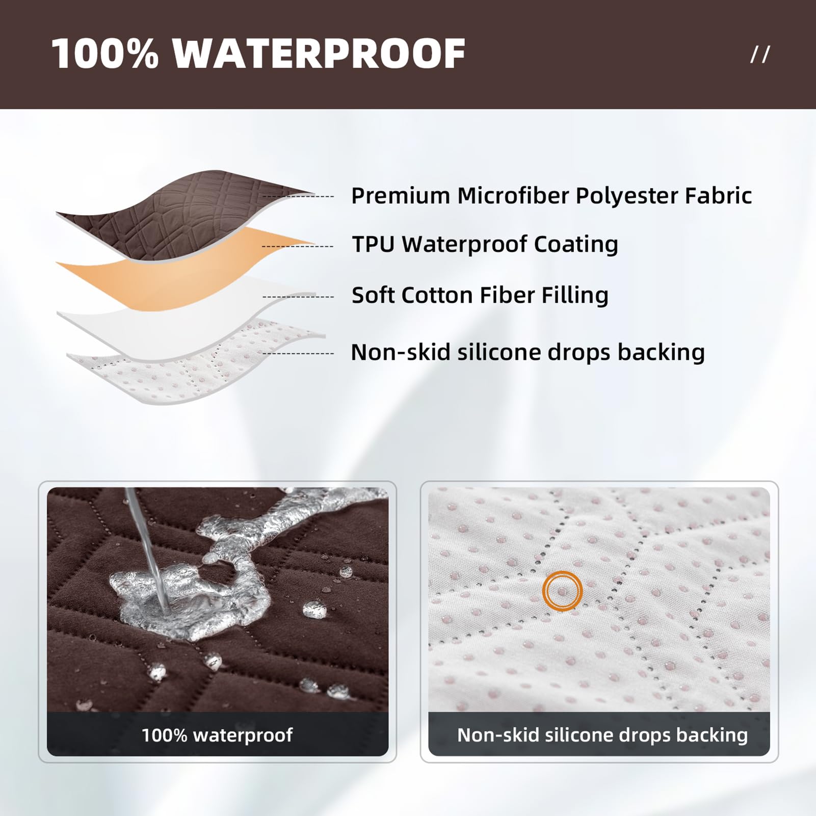 Funda de Sofá, Funda de Sofá de Protección para Mascotas, para Gatos Arañazo y Perros Mascotas, Impermeable Fundas Sofa (Café,3 Plazas)