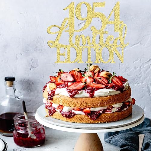 Miniatura 7 de Decoración para tarta de cumpleaños con purpurina dorada, adecuada para decoración de fiesta de aniversariocumpleaños (edición limitada 1954)